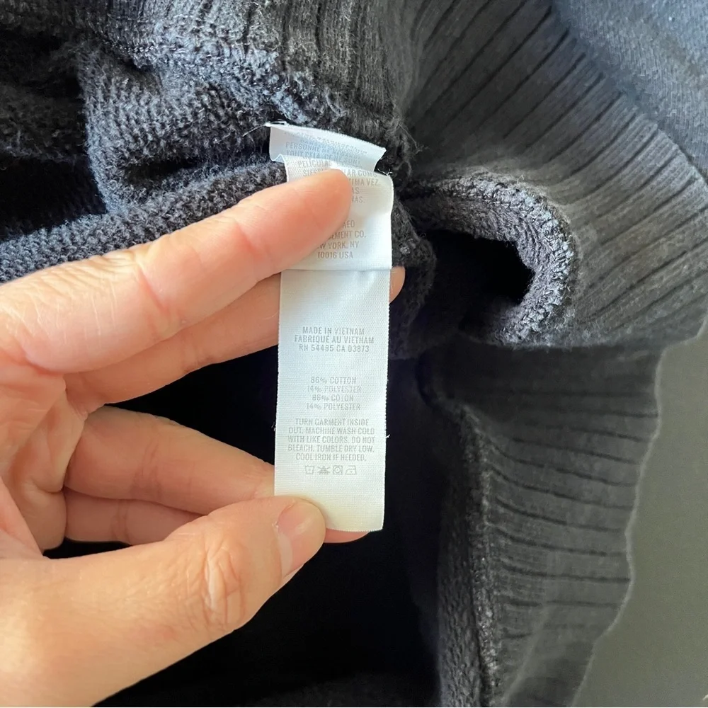 Aerie Down to Earth Soft Black Cotton Ribbed Quarter Zip Pullover Sweatshirt M - Picture 8 of 11